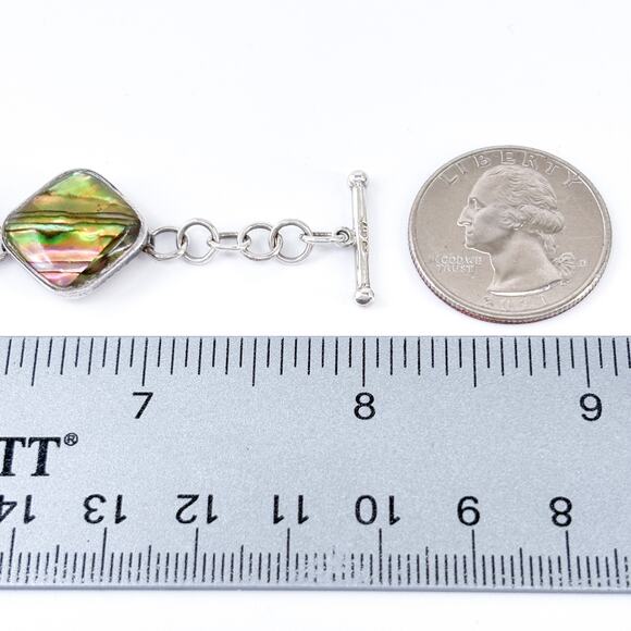 Vintage LUC Sterling Silver 925 Abalone Link Bracelet 7”-8” - Picture 2 of 7